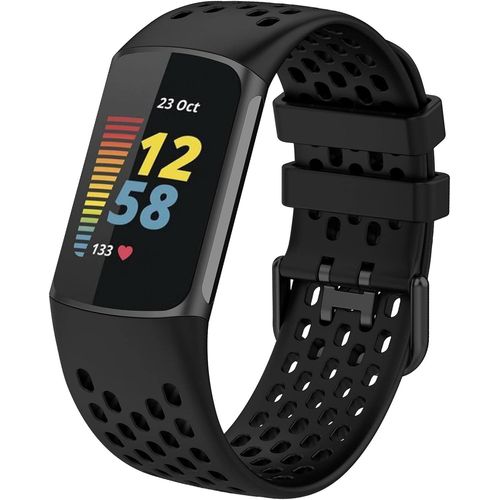 Kalanka-Bracelet Compatible Avec Fitbit Charge 5 Bandes, Bracelet De Montre De Sport Étanche De Remplacement En Silicone Souple Réglable Accessorie Bracelet Pour Fitbit Charge 5, Le Noir