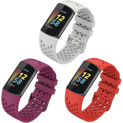 Kalanka-Bracelet Compatible Avec Fitbit Charge 5 Bandes, Bracelet De Montre De Sport Étanche De Remplacement En Silicone Souple Réglable Accessorie Bracelet Pour Fitbit Charge 5, 3-Pack