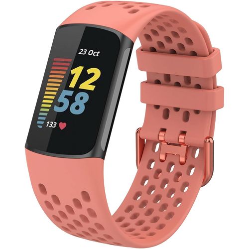 Kalanka-Bracelet Compatible Avec Fitbit Charge 5 Bandes, Bracelet De Montre De Sport Étanche De Remplacement En Silicone Souple Réglable Accessorie Bracelet Pour Fitbit Charge 5, Rose