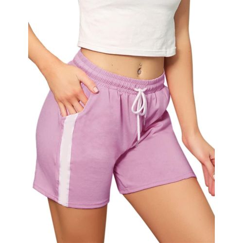 Kalanka-Short Femme Pantalon Court Sport Avec Bande Blanche Casual Fitness Jogging Gym Yoga Pantalon Pyjama D'intérieur Élastique Bermuda Ample Extensible Confortable