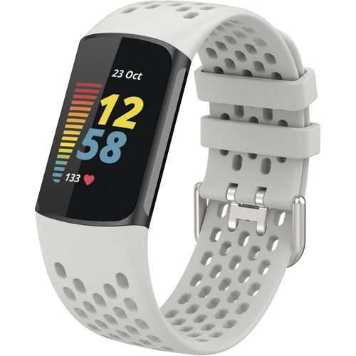 Kalanka-Bracelet Compatible Avec Fitbit Charge 5 Bandes, Bracelet De Montre De Sport Étanche De Remplacement En Silicone Souple Réglable Accessorie Bracelet Pour Fitbit Charge 5, Lune Blanche