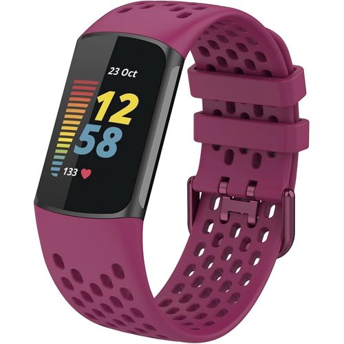 Kalanka-Bracelet Compatible Avec Fitbit Charge 5 Bandes, Bracelet De Montre De Sport Étanche De Remplacement En Silicone Souple Réglable Accessorie Bracelet Pour Fitbit Charge 5, Vin Rouge