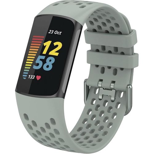 Kalanka-Bracelet Compatible Avec Fitbit Charge 5 Bandes, Bracelet De Montre De Sport Étanche De Remplacement En Silicone Souple Réglable Accessorie Bracelet Pour Fitbit Charge 5, Gris