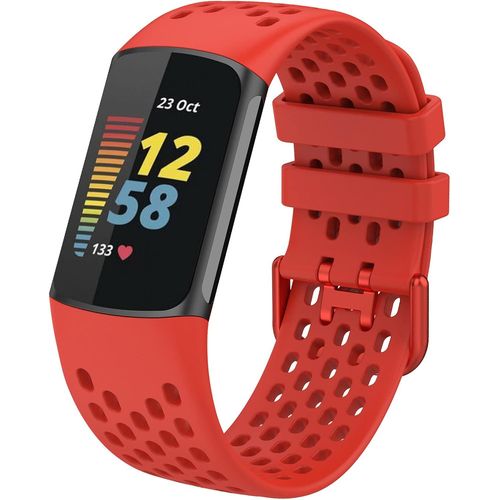 Kalanka-Bracelet Compatible Avec Fitbit Charge 5 Bandes, Bracelet De Montre De Sport Étanche De Remplacement En Silicone Souple Réglable Accessorie Bracelet Pour Fitbit Charge 5, Rouge