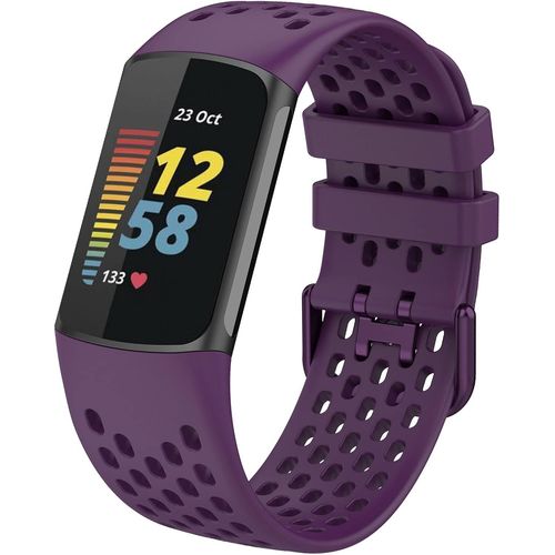Kalanka-Bracelet Compatible Avec Fitbit Charge 5 Bandes, Bracelet De Montre De Sport Étanche De Remplacement En Silicone Souple Réglable Accessorie Bracelet Pour Fitbit Charge 5, Violet