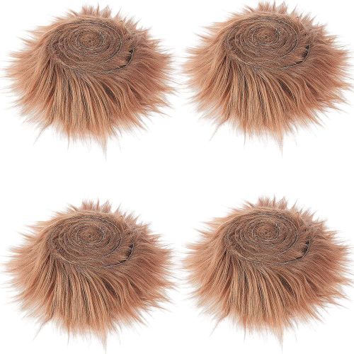 KALANKA-6m Bandes Prédécoupées en Tissu Fausse Fourrure à Poils Longs pour Loisirs Créatifs Couture Coupes de Fourrure pour Bricolage Halloween Noël Hiver Costume de Nain Barbe Cosplay, Marron Coco