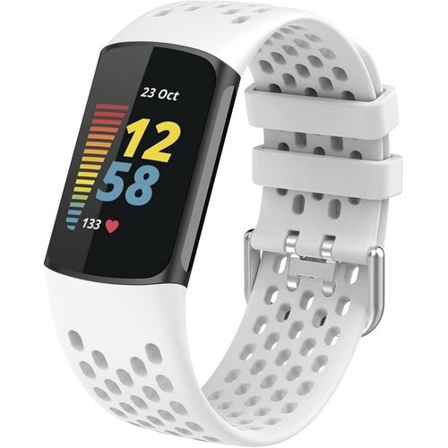 Kalanka-Bracelet Compatible Avec Fitbit Charge 5 Bandes, Bracelet De Montre De Sport Étanche De Remplacement En Silicone Souple Réglable Accessorie Bracelet Pour Fitbit Charge 5, Blanche