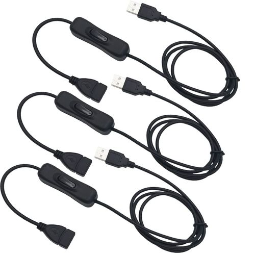 KALANKA-3 Pcs Rallonge USB avec Interrupteur, Câble USB Mâle à Femelle avec Interrupteur, Convient pour Enregistreur de Conduite, Lampe de Bureau LED, Ventilateur USB, etc (1M,noir)