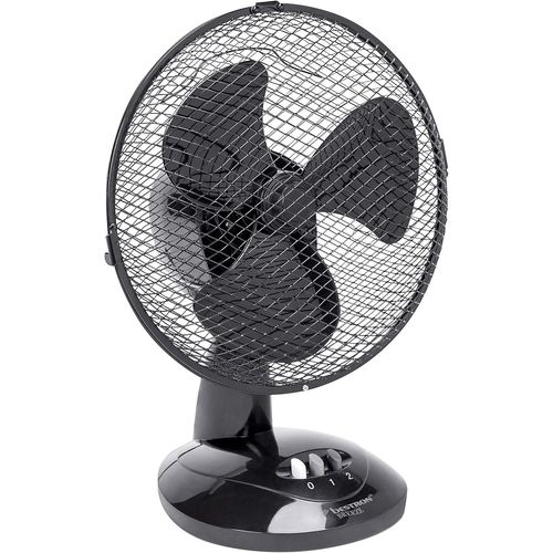 KALANKA-Ventilateur de table mobile Ø 27cm, Petit ventilateur avec 2 niveaux de vitesse & fonction oscillation 75°, Hauteur : 29 cm, 30 Watts, DDF27Z, Couleur: Noir,