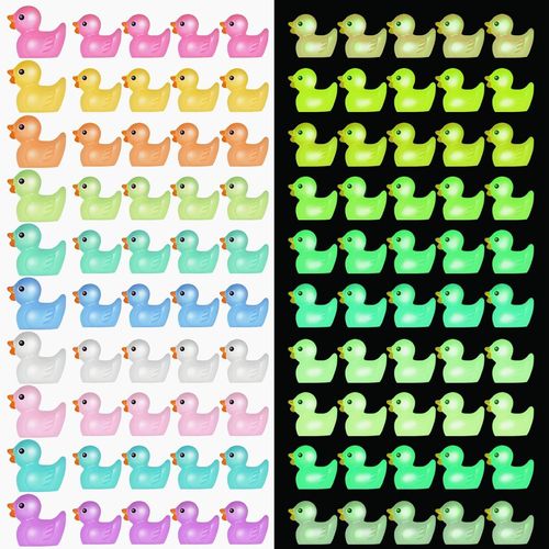 KALANKA-Mini Canard en Plastique 100 Petit Canard a Cacher Lumineux Canards Miniatures en Résine Petit Canard Plastique Figurines pour Aquariums Bricolage Maisons Poupées Paysages Jouets de Bain