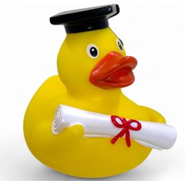 KALANKA-Canard de bain couineur | Mignon flottant pour enfants et adultes | Matériau durable de haute qualité | Environ 10 cm (chapeau de docteur et diplôme)