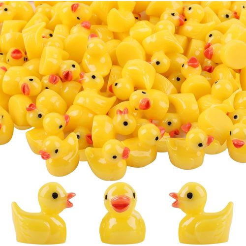 KALANKA-100 Pieces Mini Canards en Résine, Canard en Plastique, Canard Miniature, Canard Plastique pour Aquarium Paysage de Jardin Ornement Maisons de Poupées