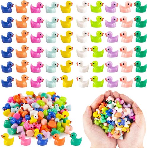 KALANKA-120PCS Mini Canard,12 Couleur Petit Canard a Cacher,Petit Canard en Résine,Miniatures Figurines de Canard pour Aquarium Paysage de Jardin Ornement (Normal)