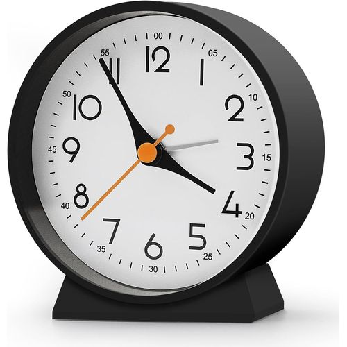 Kalanka-Réveil Analogique Sans Tic-Tac - Petite Horloge De Table Rétro Pour Décoration De Salon, Chambre À Coucher, Table De Chevet Pour Adultes, Personnes Âgées, Enfants, Voyage - Fonctionne Avec Pi