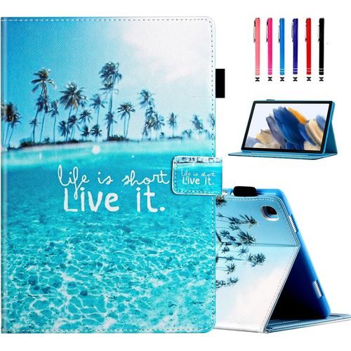 Kalanka-Coque Compatible Avec Samsung Galaxy Tab A7 10,4"" (T500 T505 T507) En 2020, Étui Cuir De Protection Avec Porte-Stylo, Housse Intelligent Réveil/Sommeil Avec Béquille, Plage