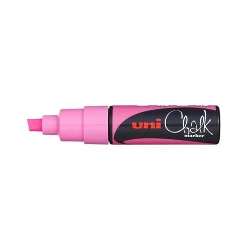 Marqueur Craie Pte Biseautée Large Chalk Marker Pwe8k 8mm Rose Fluo - Uniball - Effaçable - Opaque