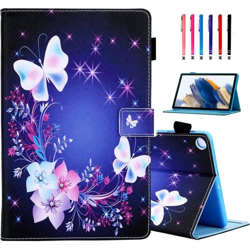 Kalanka-Coque Compatible Avec Samsung Galaxy Tab A7 10,4"" (T500 T505 T507) En 2020, Étui Cuir De Protection Avec Porte-Stylo, Housse Intelligent Réveil/Sommeil Avec Béquille, Papillon