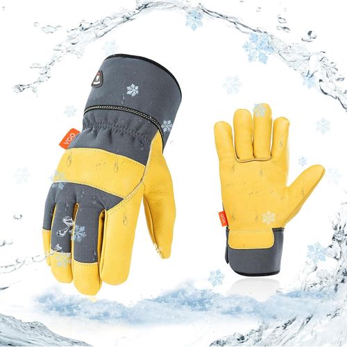 Kalanka-1paire 0¿/32°F Gants De Travail D'hiver En Cuir De Vache, Gants De Travail De Sécurité Imperméables Pour Les Temps Froids, Les Entrepôts Frigorifiques Ou Les Congélateurs(Ca3501flwp)