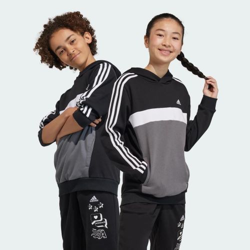 Sweat-Shirt À Capuche Molleton Tiberio 3 Bandes Colorblock Enfants Adidas - Black / White / Grey Five - 7-8a