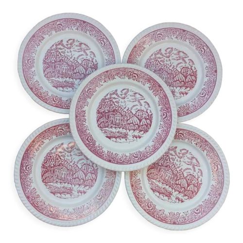 5 Assiettes Plates Badon Rose