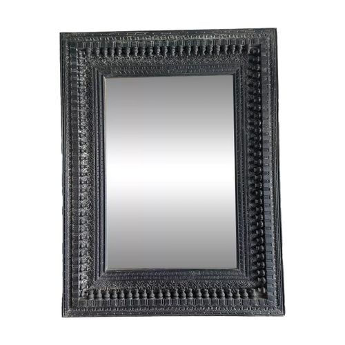 Miroir en bois sculpt noir noir