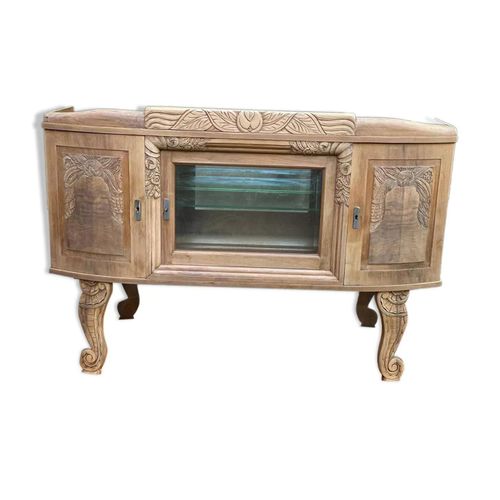 Vitrine Vaisselier Vintage En Bois Massif Art Dco 1940 Bois