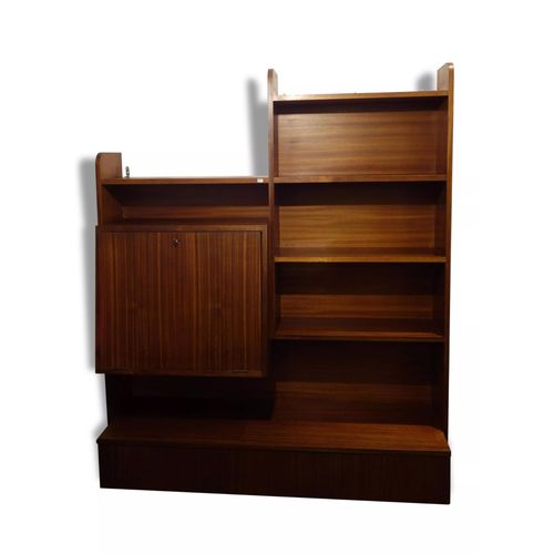 Secrtaire Mural Bureau Bibliotheque 1960 En Teck Bois
