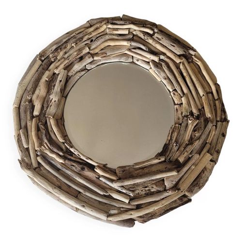 Trs joli miroir en bois flott beige