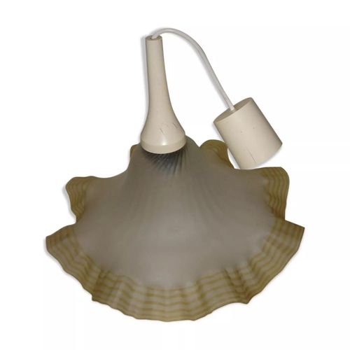 Suspension En Verre Opaline Transparent Opaque De 1960 Transparent