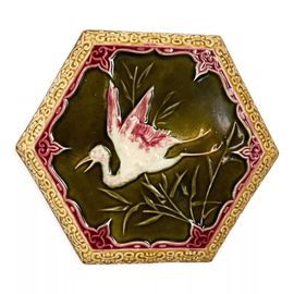 Dessous De Plat Cigogne Barbotine Multicolore