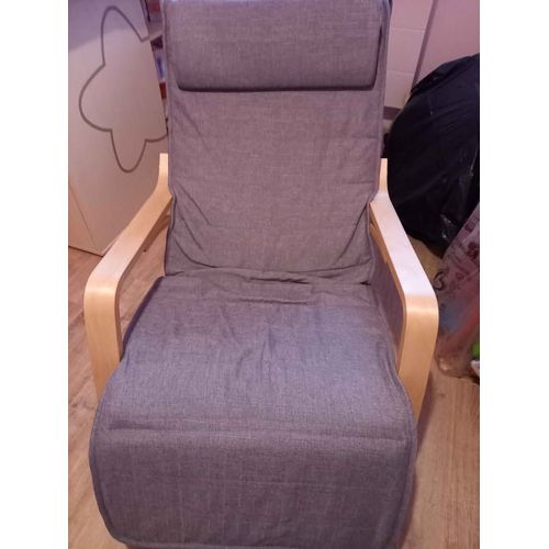 Fauteuil Style Nordique - Repose-Pied Réglable - Déhoussable - Bois De Bouleau Tissu Anthracite