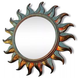 Miroir soleil en resine dore