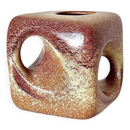 Vase Bertoncello Screziato Tabacco glaure cube beige