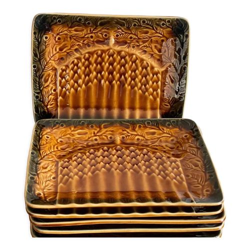 6 Assiettes Asperges Sarreguemines Multicolore