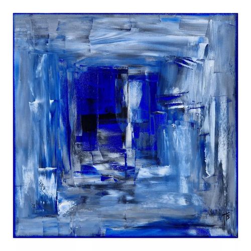 Tableau peinture abstraite bleu outremer bleu