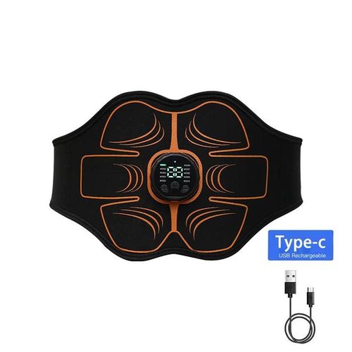 Ceinture Abdominale Intelligente, Électrostimulation Usb, Tonification Abs, Massage Taille/Ventre, Fitness À Domicile - Orange