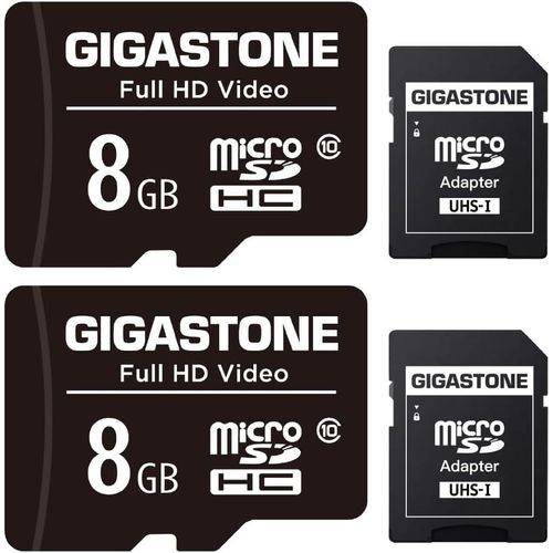 KALANKA-Carte Mémoire 8 Go Lot de 2 Cartes, Compatible avec Android Gopro Caméra Samsung, Haute Vitesse idéal pour Portable Full HD Vidéo, U1 C10 Carte Micro SDHC avec Mini étui et Adaptateur SD.
