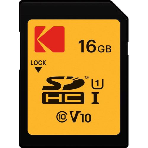 KALANKA-Kodak - Carte SD 16 Go UHS-I U1 V10 SDHC/XC - Carte Mémoire - Vitesse de Lecture 85MB/s Max - Vitesse d'Écriture 25MB/s Max - Stockage de Vidéos Full HD et de Photos Haute Définition - SD Car