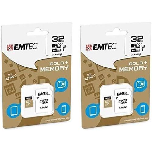 KALANKA-ECMSDM32GHC10GP - Carte microSD - Classe 10 - Gamme Elite Gold - UHS-I U1 - avec Adaptateur Performance - Vitesse de Lecture jusqu'à 85MB/s -Noir/Or - 32 GB (Lot de 2)