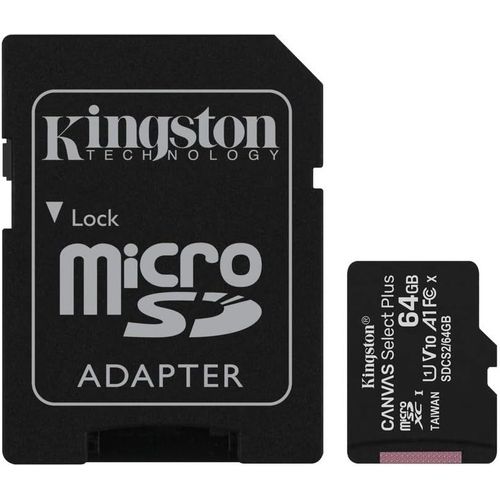 KALANKA-Canvas Select Plus Carte MIcro SD SDCS2/64GB-3P1A Class 10 (3x cards,SD Adaptateur inclus)
