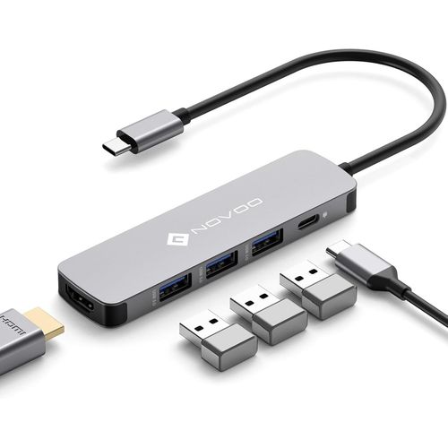 KALANKA-Adaptateur USB C, 5-en-1 Hub USB C vers HDMI 4K@60Hz, 3 X USB 3.0, PD 100W USBC Hub pour Macbook Air Macbook Pro Surface Galaxy Lenovo Chromebook