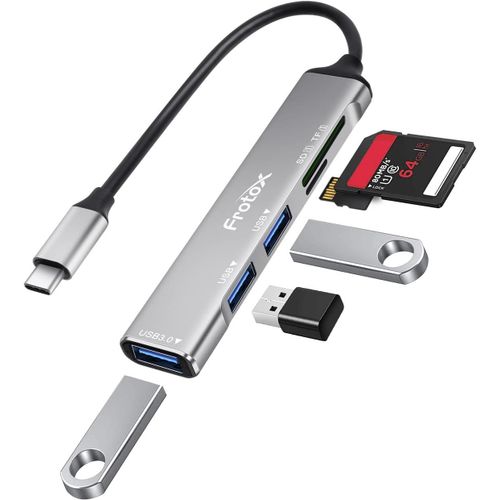KALANKA-Lecteur de Carte SD/Micro SD, 5 en 1 Adaptateur USB C avec Lecteur de Carte SD/TF, 1 USB 3.0 et 2 USB 2.0, Multiport Hub USB C Lecteurs de Carte Mémoire pour SD/Micro SD/MMC/TF/SDXC/SDHC etc