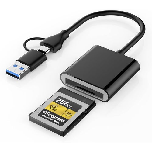 KALANKA-Lecteur de Cartes CFexpress Type B avec USB 3.2 (Gen 2) 10 Gbit/s, Adaptateur USB-C et USB-A 2 en 1 Type B CFexpress, Compatible Windows/Mac/Linux/Android, pour iPhone 16/15, Ordinateurs Port