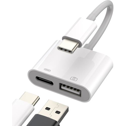 KALANKA-Adaptateur USB C vers USB A Prise Câble Type-c Chargeur(2en1) Apple iPhone 15 Pro Max Plus iPad Air Cable Connecteur Tablette OTG Macbook Compatible pour Samsung Galaxy Huawei Xiaomi Redmi