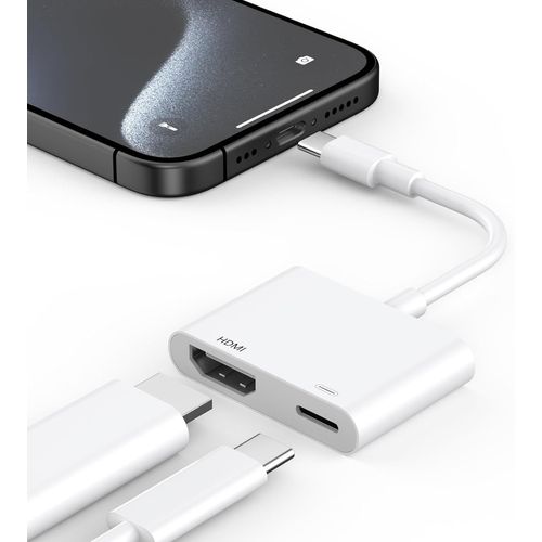 KALANKA-Adaptateur USB C vers HDMI, Adaptateur Type C vers HDMI Convertisseur AV Numérique 4K pour TV, Synchronisation Vidéo et Audio Compatible avec iPhone 15/16, iPad, Samsung S24 Ultra, MacBook Pr