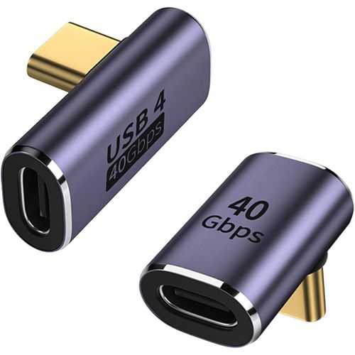 KALANKA-2 Paquet USB C 90 Degree Adapter, Prolongateur USB C Mâle vers Femelle à Angle Droit 100W, Adaptateur Connecteur USB4 Type C 40Gbps pour Steam Deck, Switch, MacBok Pro/Air, Tablette(T+F)