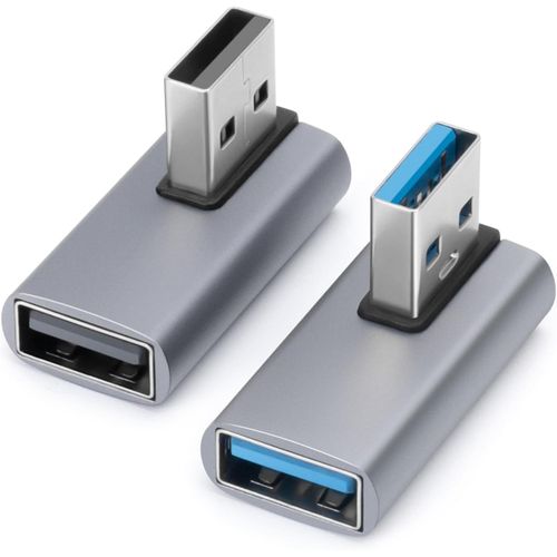 KALANKA-Adaptateur USB3.0 à 90 degrés (paquet de 2), extension de convertisseur USB A mâle vers femelle à angle gauche et à angle droit pour PC, ordinateur portable, chargeur USB A, banque d'alimenta
