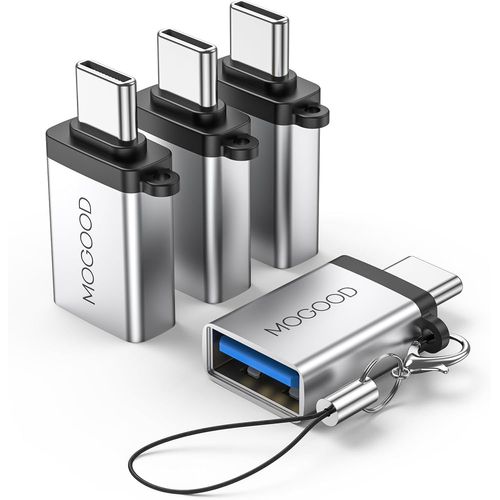 KALANKA-Adaptateur USB C vers USB Adaptateur USB C vers USB Adaptateur USB C mâle vers USB 3.0 femelle (Pack de 4,argent) convertisseur compatible avec les ordinateurs cartes de jeu et autres apparei