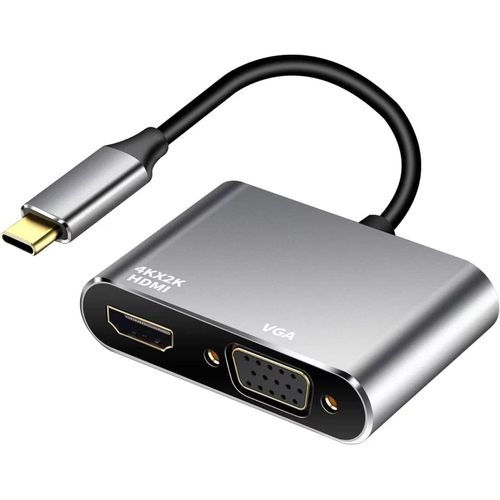 KALANKA-Adaptateur USB C vers HD-MI VGA Type C vers HD-MI VGA Thunderbolt 3 Convertisseur Ultra HD 4K Dual Display Multiports pour Mac-Book Pro/Chrome-Book Pixel/Samsung 2017/2018
