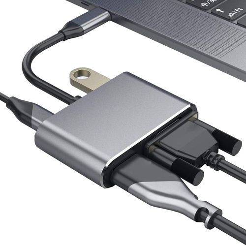 KALANKA-Adaptateur HDMI VGA, Type c vers HDMI, HUB 4 en 1, USB C vers 4k HDMI/VGA/USB 3.0/PD100w Adaptateur de hub multiport de Charge pour Nintendo Switch/Macbook Pro/Air/Ipad Pro/Dell Xps/Moniteurs